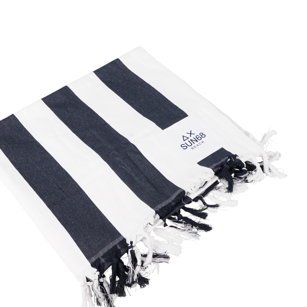 Sun68 - Telo mare bianco in cotone a righe per uomo | x36122 0107 bianco/navy