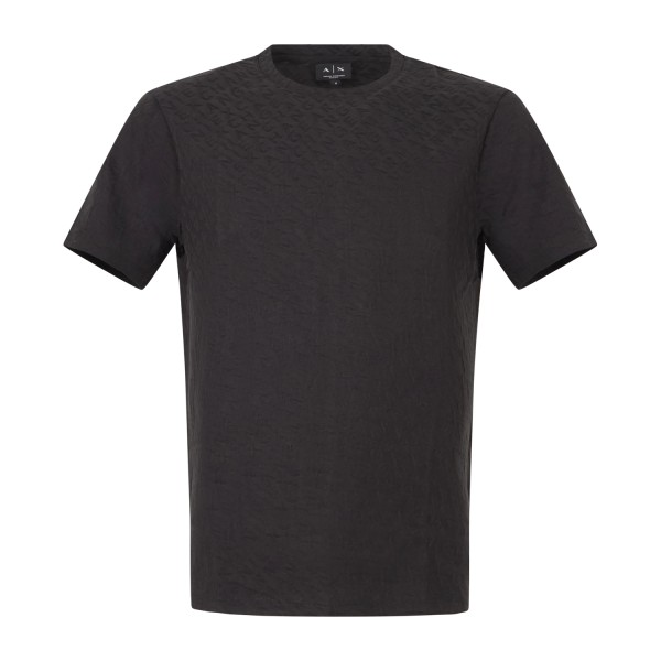 Armani Exchange - T-shirt nera con texture jacquard mercerizzato tono su tono