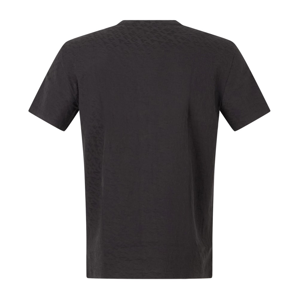 Armani Exchange - T-shirt nera con texture jacquard mercerizzato tono su tono