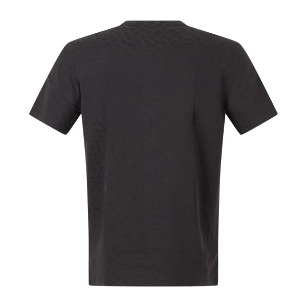 Armani Exchange - T-shirt nera con texture jacquard mercerizzato tono su tono