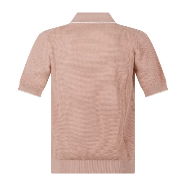 MASQ - Polo rosa senza bottoni manica corta in maglia di cotone con lavorazione