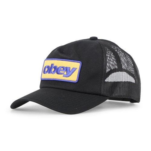 Obey - Cappello nero Obey Ranch con visiera e retro in retina con patch logo 2