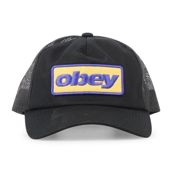 Obey - Cappello nero Obey Ranch con visiera e retro in retina con patch logo