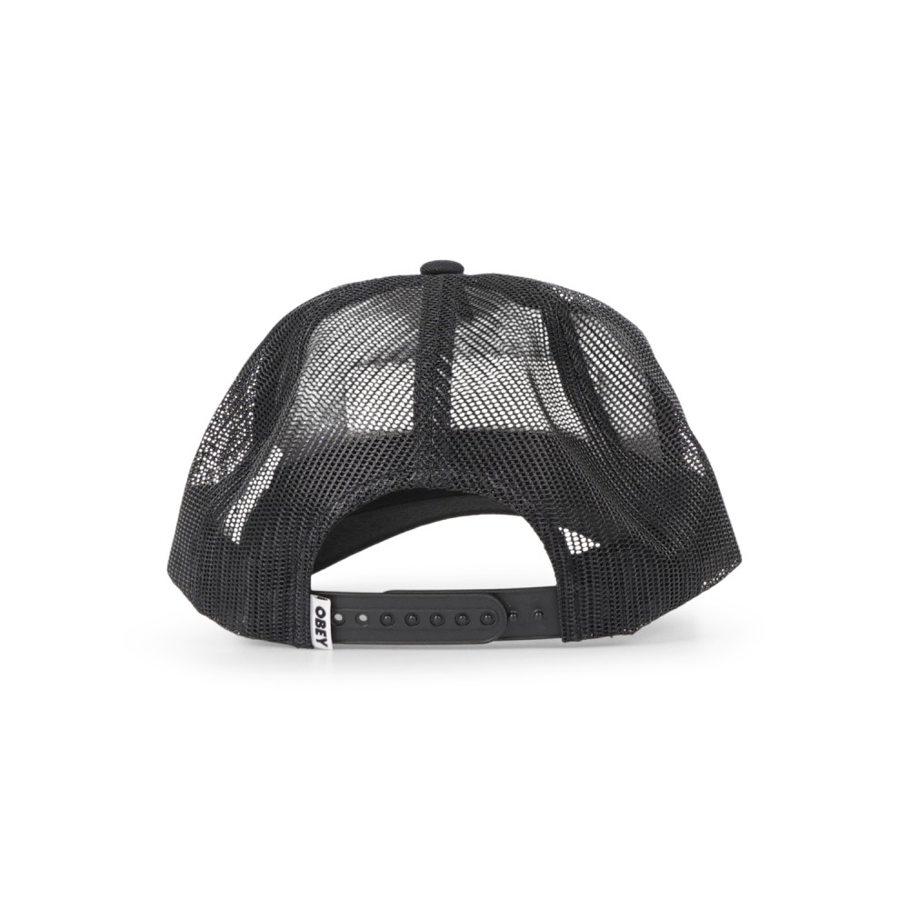 Obey - Cappello nero Obey Ranch con visiera e retro in retina con patch logo