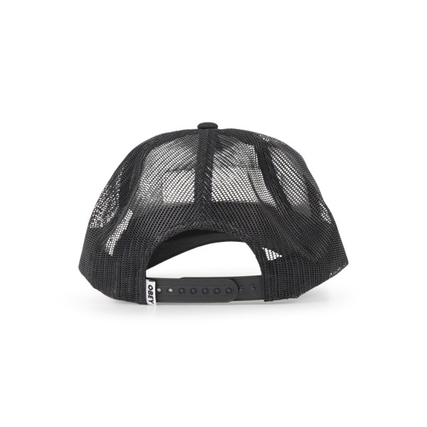 Obey - Cappello nero Obey Ranch con visiera e retro in retina con patch logo