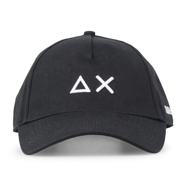 Sun68 - Cappello nero in cotone con visiera e logo a contrasto ricamato per