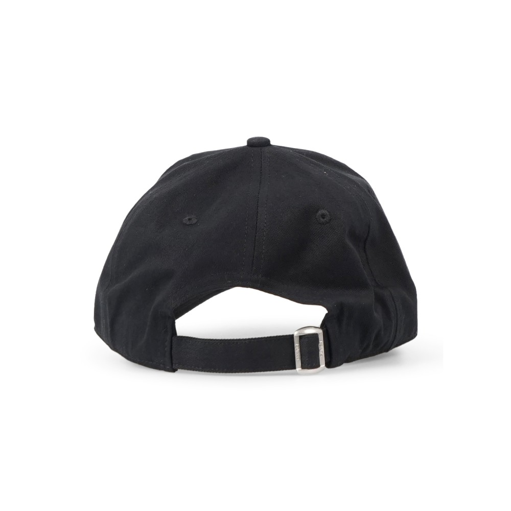 Sun68 - Cappello nero in cotone con visiera e logo a contrasto ricamato per