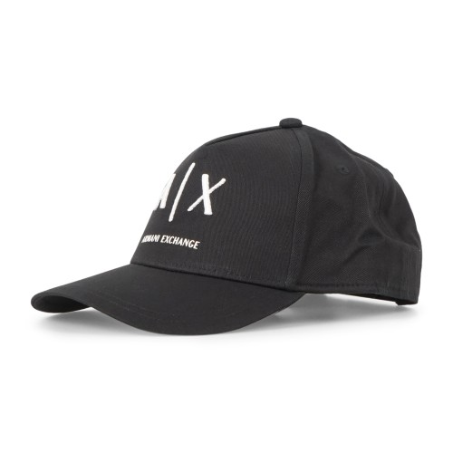Armani Exchange - Cappello nero in cotone con visiera e logo a contrasto 2