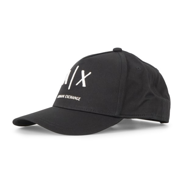 Armani Exchange - Cappello nero in cotone con visiera e logo a contrasto
