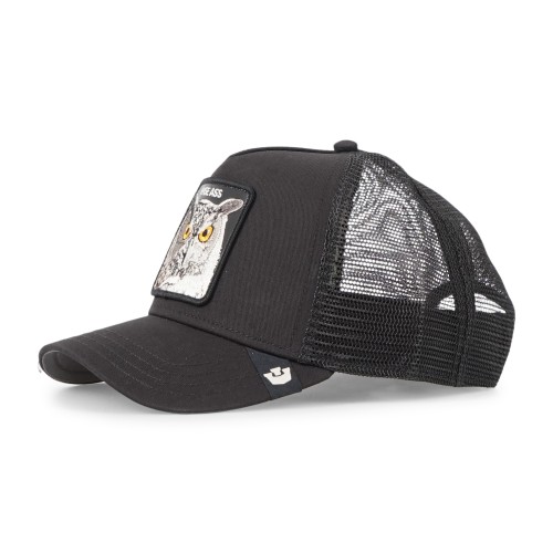 Goorin Bros. - Cappello nero con visiera e retro in retina con patch Wise Ass 2