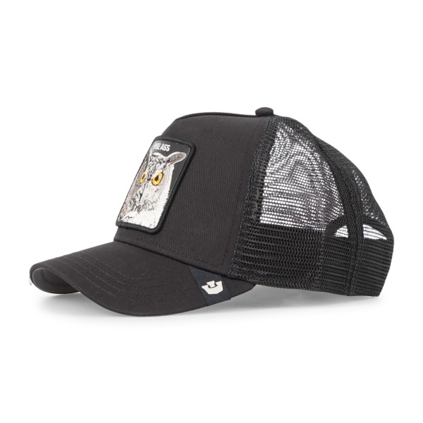 Goorin Bros. - Cappello nero con visiera e retro in retina con patch Wise Ass