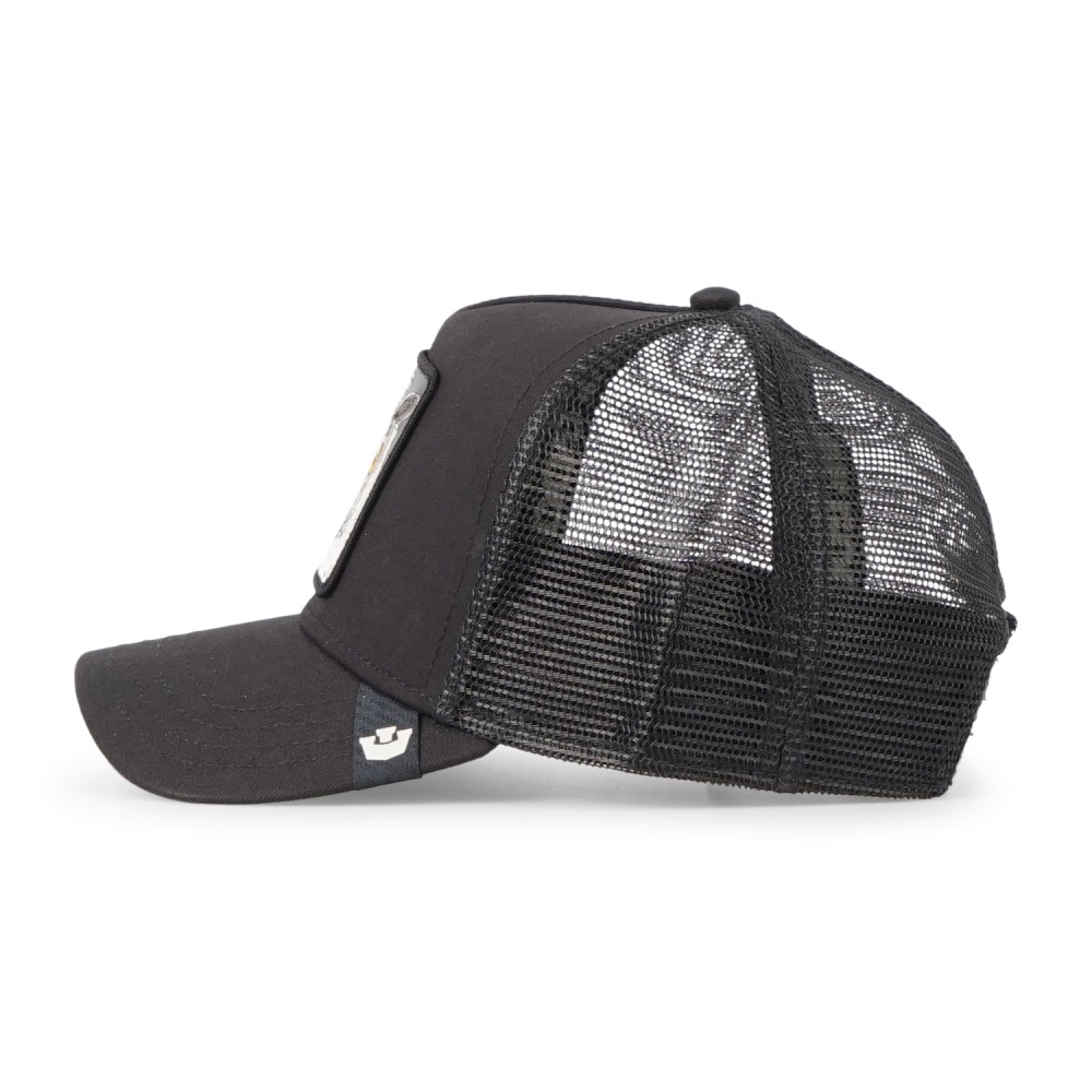Goorin Bros. - Cappello nero con visiera e retro in retina con patch Wise Ass