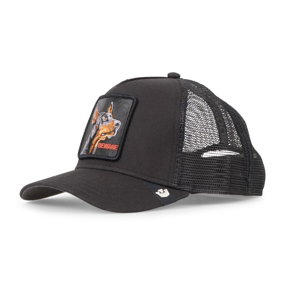 Goorin Bros. - Cappello nero con visiera e retro in retina con patch Beware per