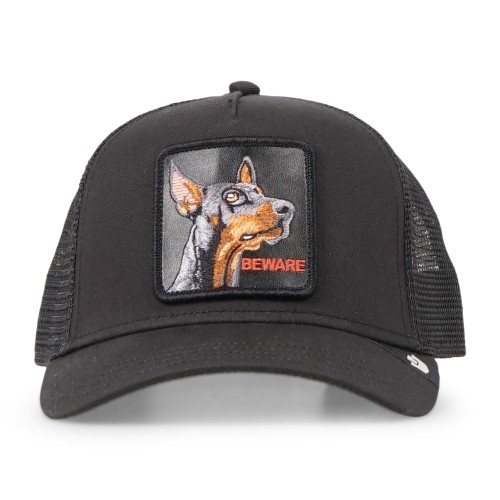 Goorin Bros. - Cappello nero con visiera e retro in retina con patch Beware per