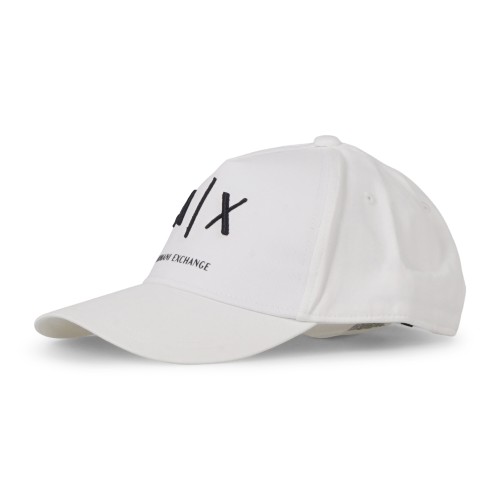 Armani Exchange - Cappello bianco in cotone con visiera e logo a contrasto 2