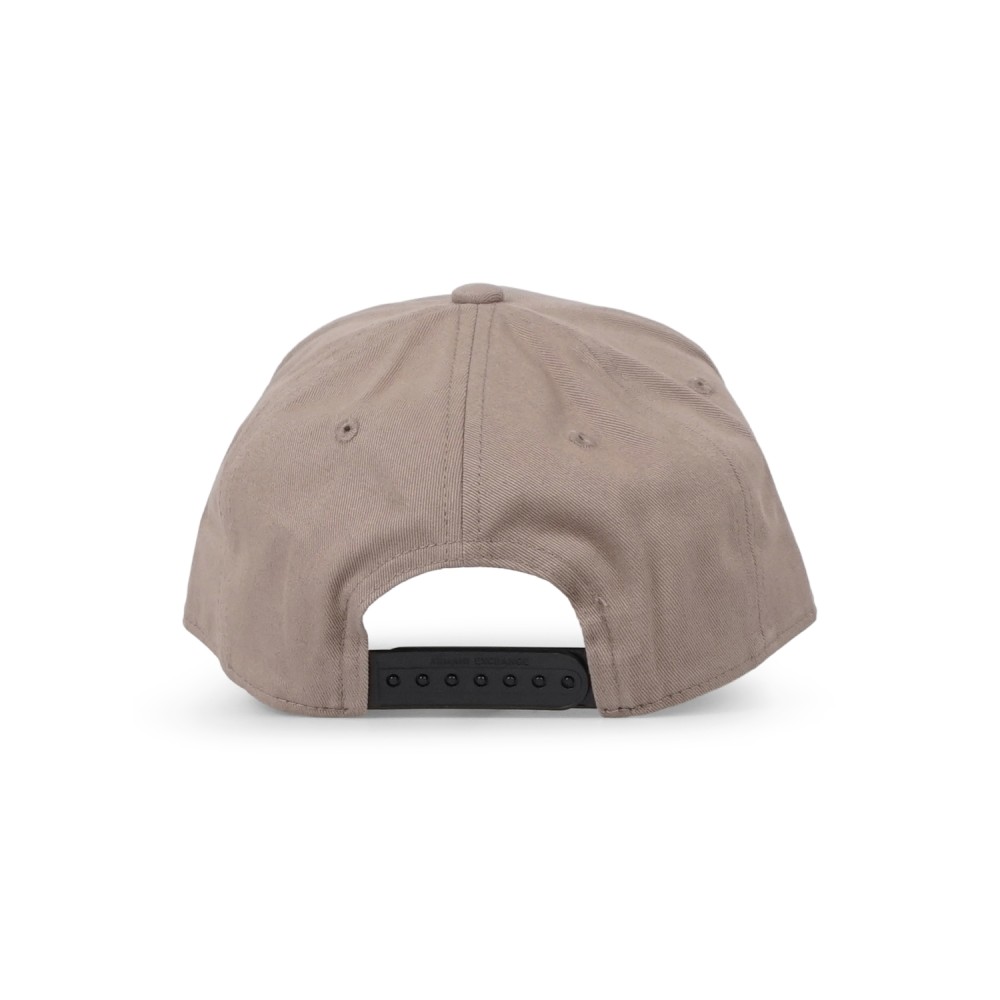 Armani Exchange - Cappello beige in cotone con visiera e ricamo logo sul fronte