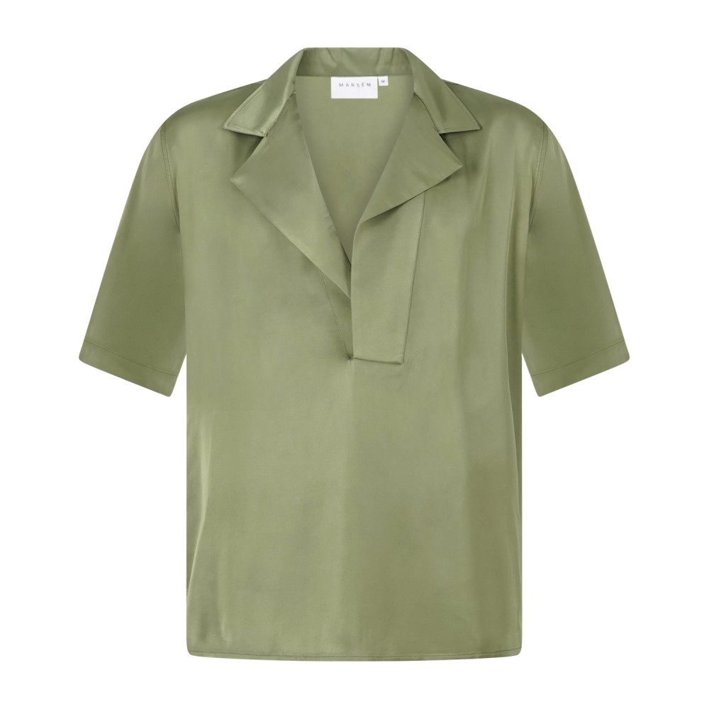 Marsem - Camicia verde manica corta senza bottoni per uomo | c064ss26 t213