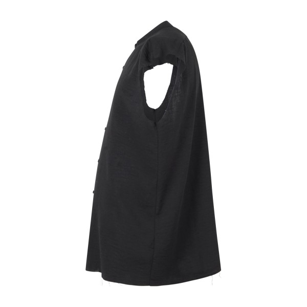 Marsem - Camicia nera senza maniche con collo coreano per uomo | c021ss26 t243