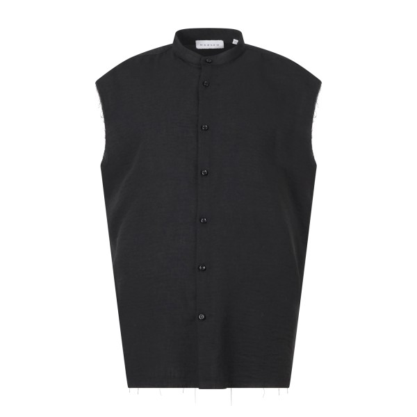 Marsem - Camicia nera senza maniche con collo coreano per uomo | c021ss26 t243