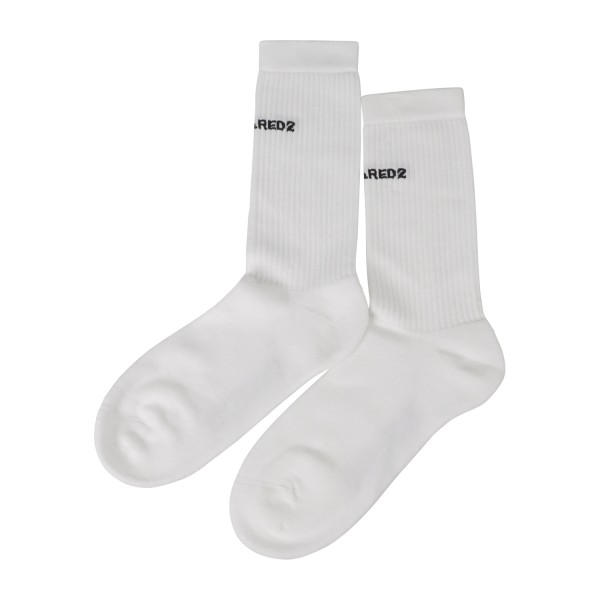 Dsquared2 - Calzini bianchi con logo Dsquared2 jacquard per uomo | dfv143300