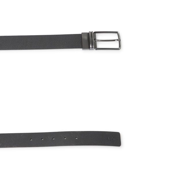 Armani Exchange - Cintura nera in pelle martellata reversibile per uomo |