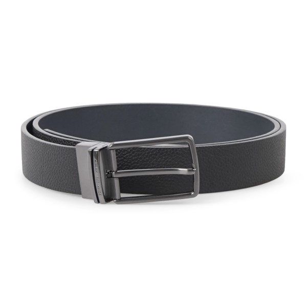 Armani Exchange - Cintura nera in pelle martellata reversibile per uomo |