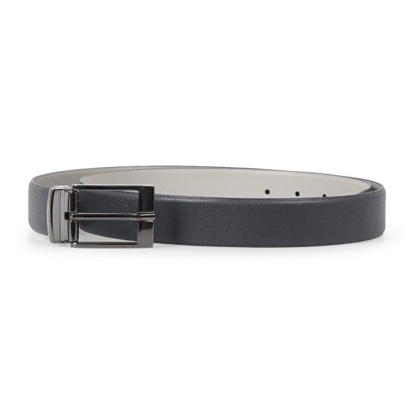 Armani Exchange - Cintura blu in pelle microlavorata reversibile per uomo |