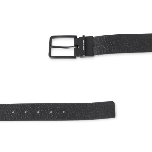 Armani Exchange - Cintura nera reversibile con fantasia all over per uomo | 2