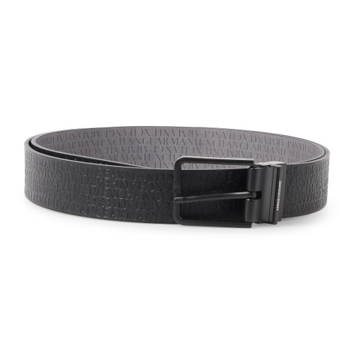 Armani Exchange - Cintura nera reversibile con fantasia all over per uomo |