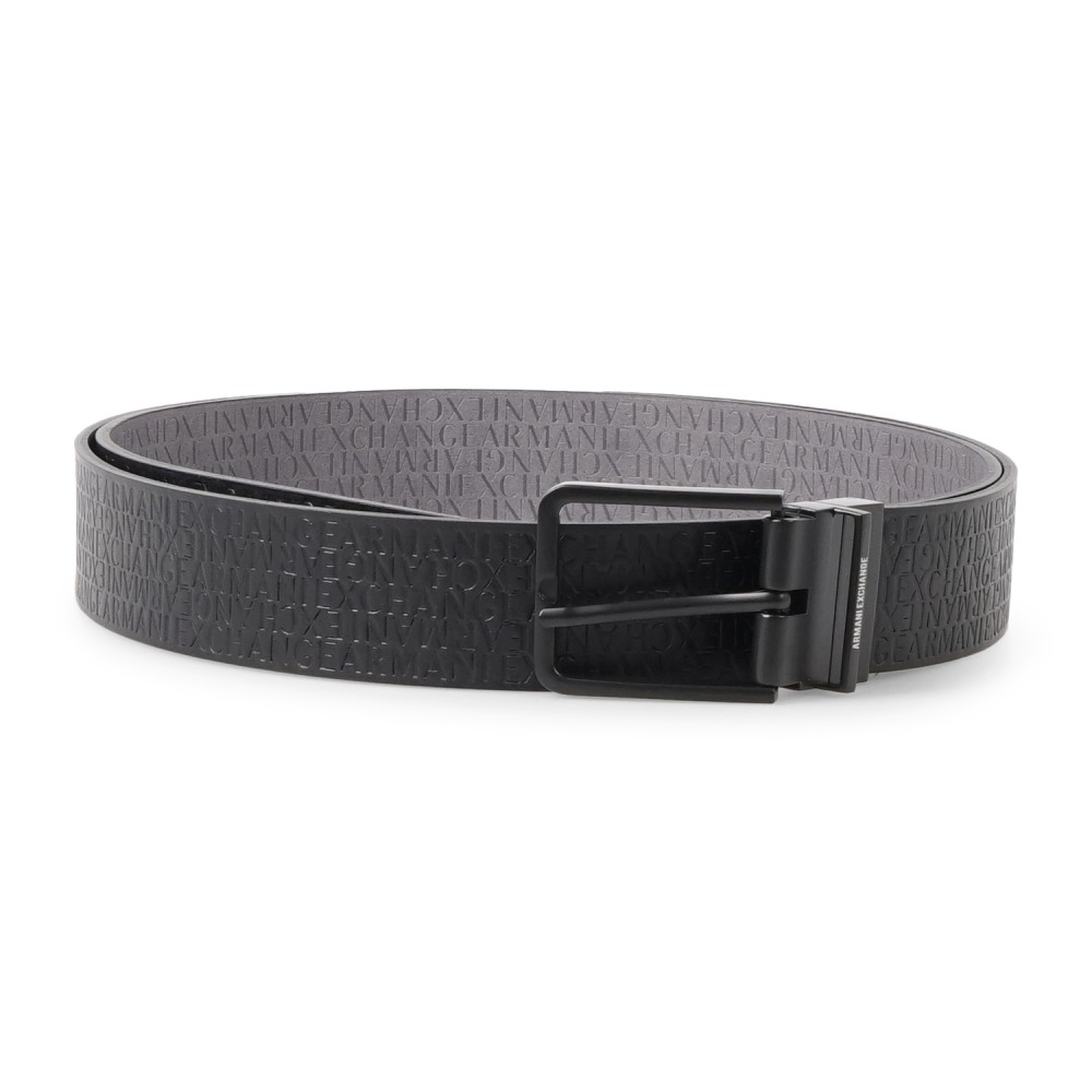 Armani Exchange - Cintura nera reversibile con fantasia all over per uomo |