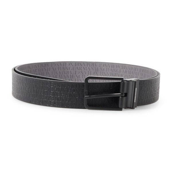 Armani Exchange - Cintura nera reversibile con fantasia all over per uomo |