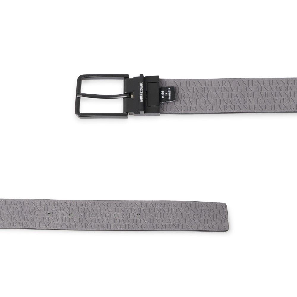 Armani Exchange - Cintura nera reversibile con fantasia all over per uomo |