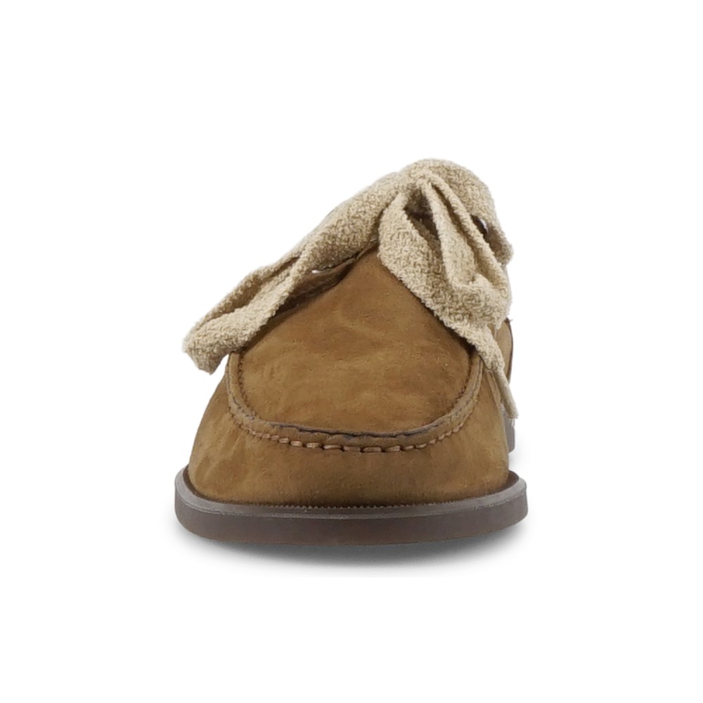 Enry Hobb's - Mocassino beige Amalfi in pelle scamosciata con lacci grezzi per