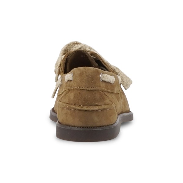 Enry Hobb's - Mocassino beige Amalfi in pelle scamosciata con lacci grezzi per