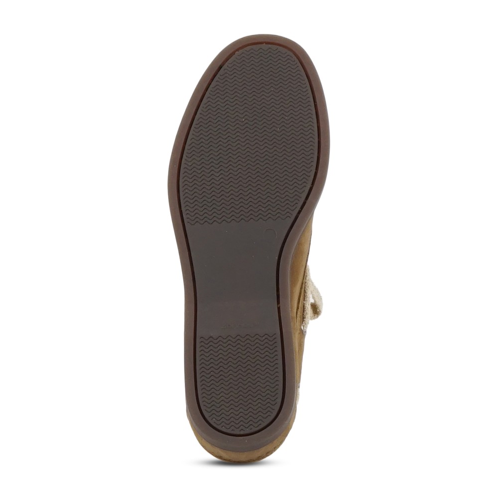 Enry Hobb's - Mocassino beige Amalfi in pelle scamosciata con lacci grezzi per