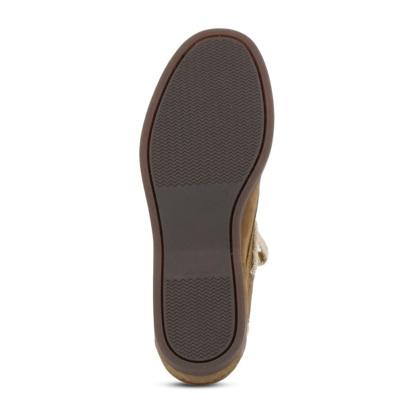 Enry Hobb's - Mocassino beige Amalfi in pelle scamosciata con lacci grezzi per