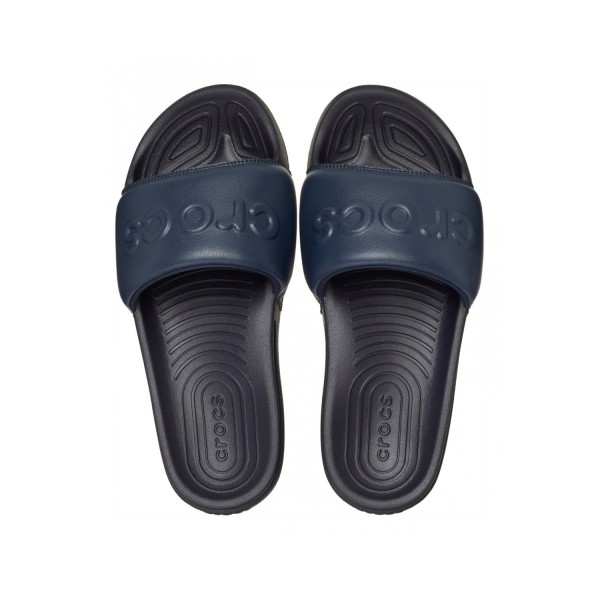 Crocs - Sandali blu Crocs All Day Slide con logo a rilievo sul fronte per uomo
