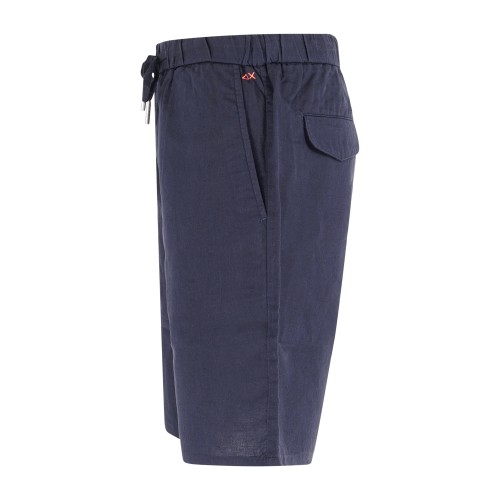 Sun68 - Bermuda blu in lino e cotone con coulisse in vita per uomo | b35110 2