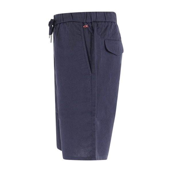 Sun68 - Bermuda blu in lino e cotone con coulisse in vita per uomo | b35110