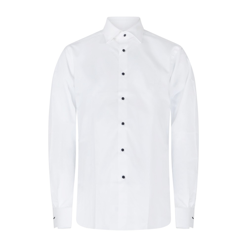 Xacus - Camicia bianca in cotone con bottoni a contrasto Tailor fit per uomo |