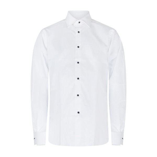 Xacus - Camicia bianca in cotone con bottoni a contrasto Tailor fit per uomo |