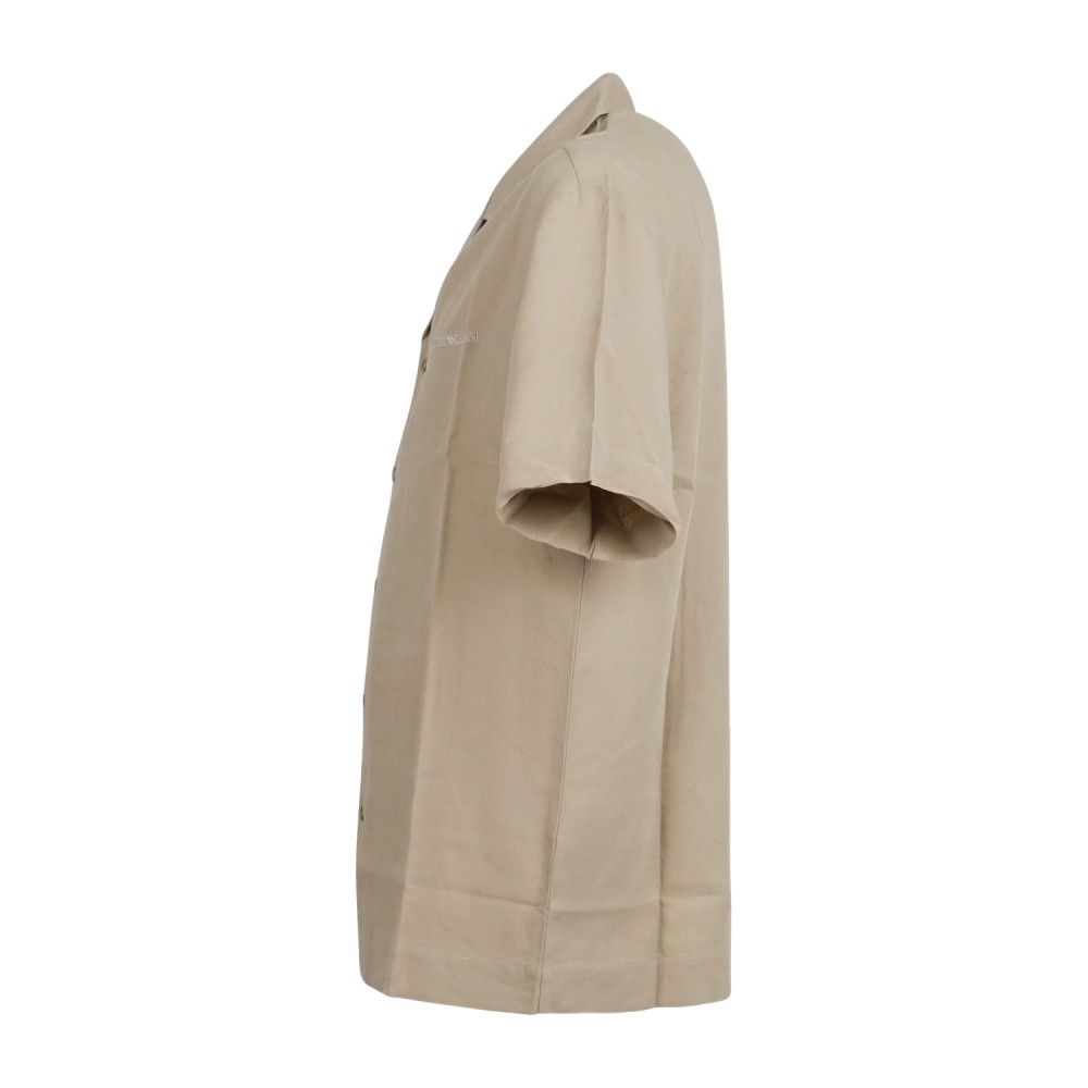 Emporio Armani - Camicia beige a manica corta in lino per uomo | em000593
