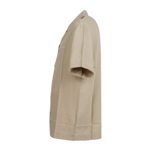 Emporio Armani - Camicia beige a manica corta in lino per uomo | em000593