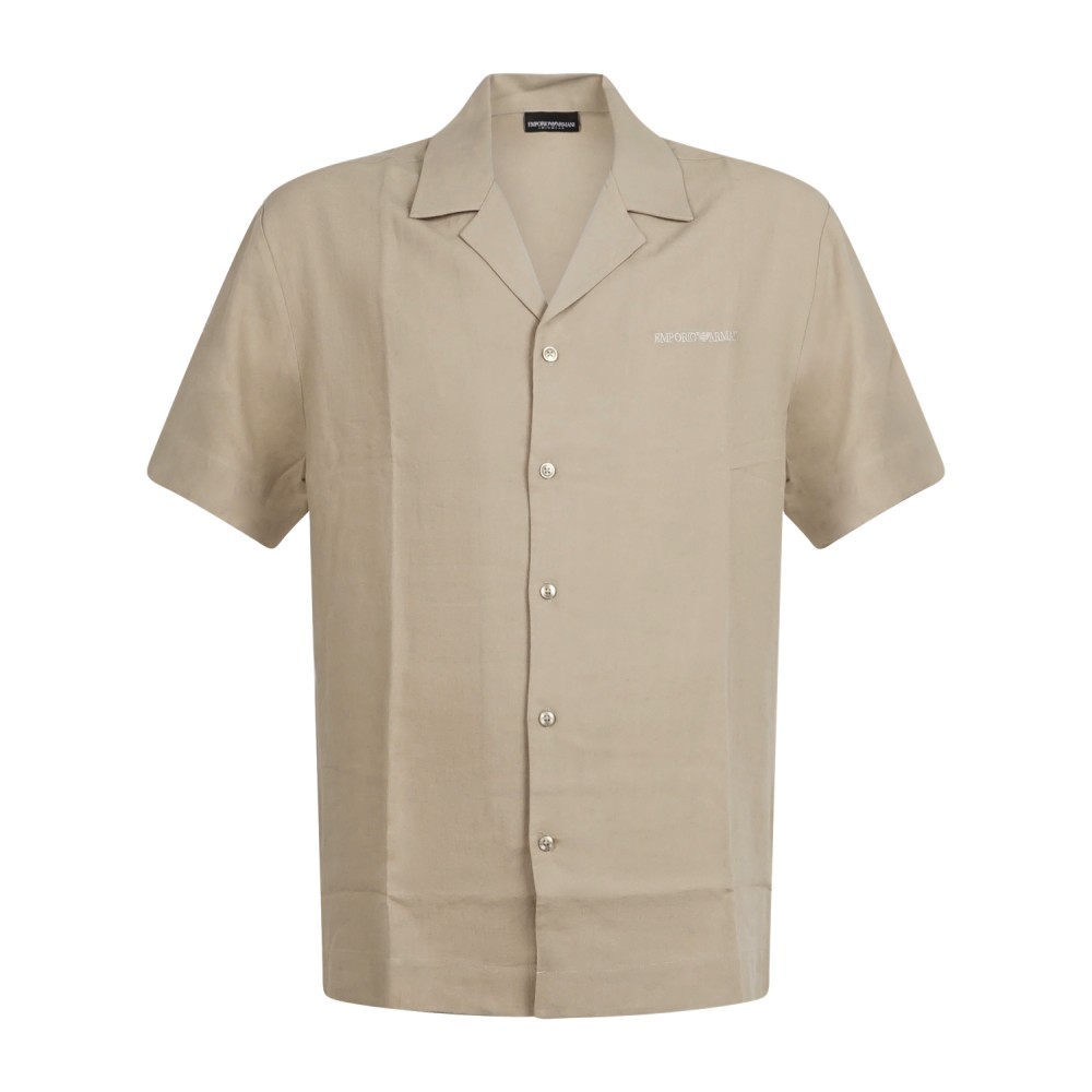 Emporio Armani - Camicia beige a manica corta in lino per uomo | em000593