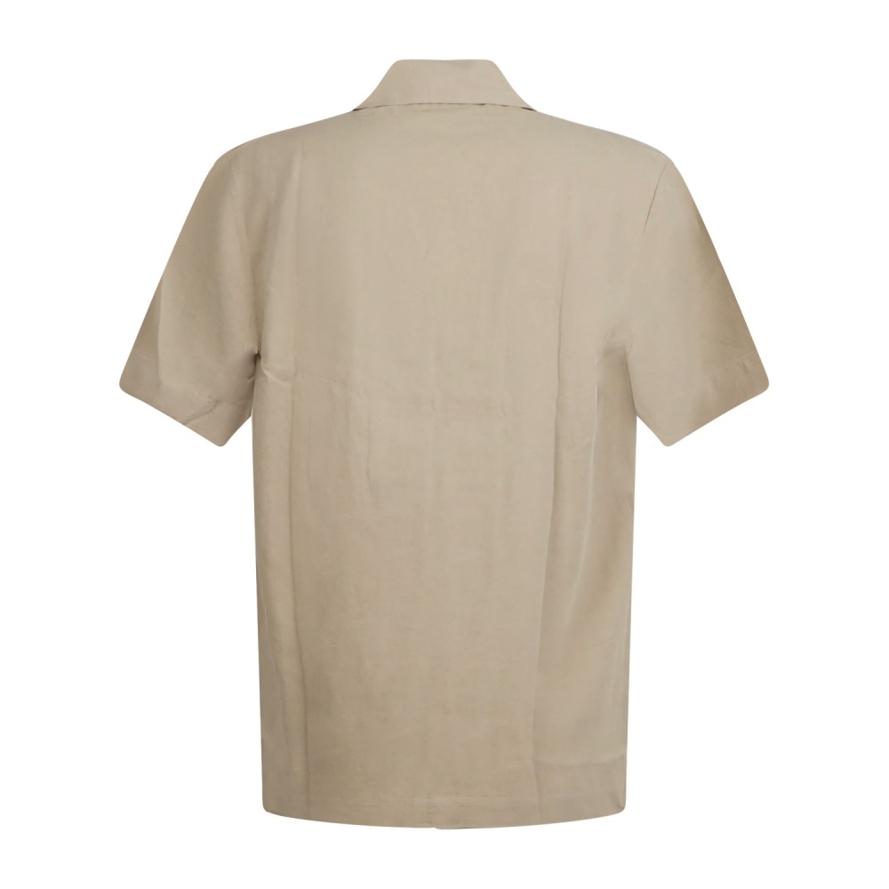 Emporio Armani - Camicia beige a manica corta in lino per uomo | em000593