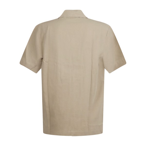Emporio Armani - Camicia beige a manica corta in lino per uomo | em000593