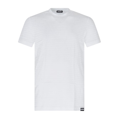 Dsquared2 - T-shirt bianca manica corta con stampa logo allover per uomo |