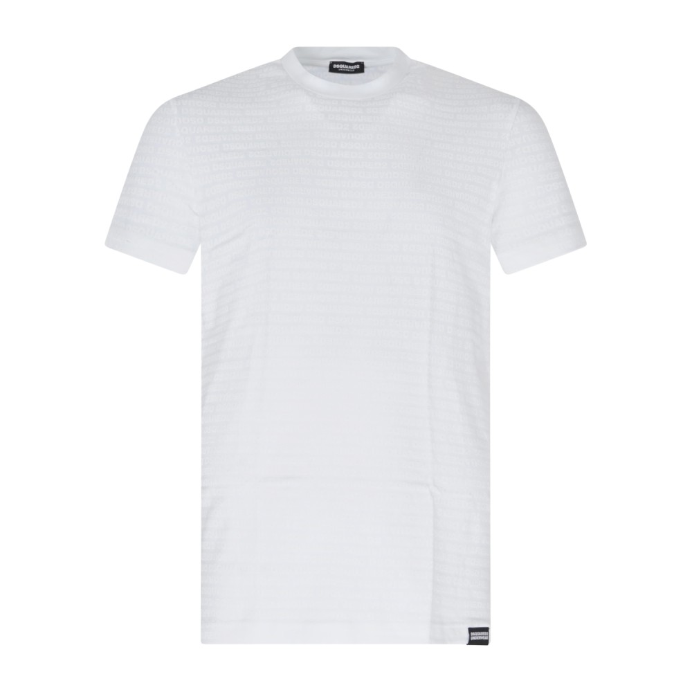 Dsquared2 - T-shirt bianca manica corta con stampa logo allover per uomo |