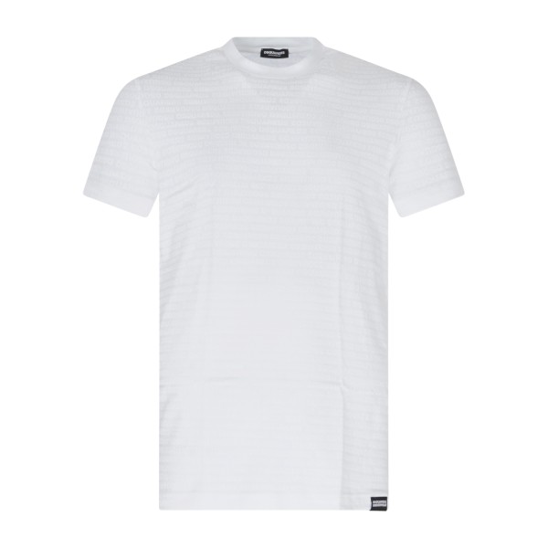 Dsquared2 - T-shirt bianca manica corta con stampa logo allover per uomo |