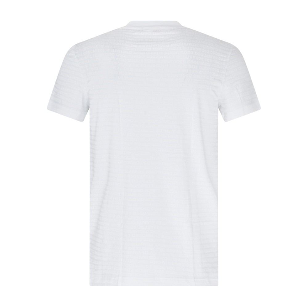 Dsquared2 - T-shirt bianca manica corta con stampa logo allover per uomo |